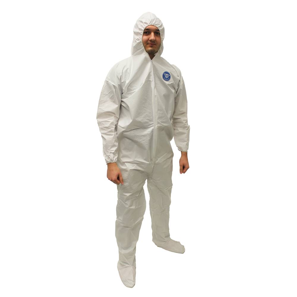 M1014 Safety Zone® ProMax® (Microporous) Coverall, Zipper Front, Attached Hood and Boot, Elastic Wrists